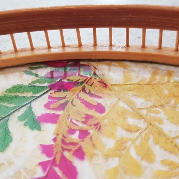 1970s Pressed Butterfly Bamboo Coaster & Tray Set - Picture 7 of 11